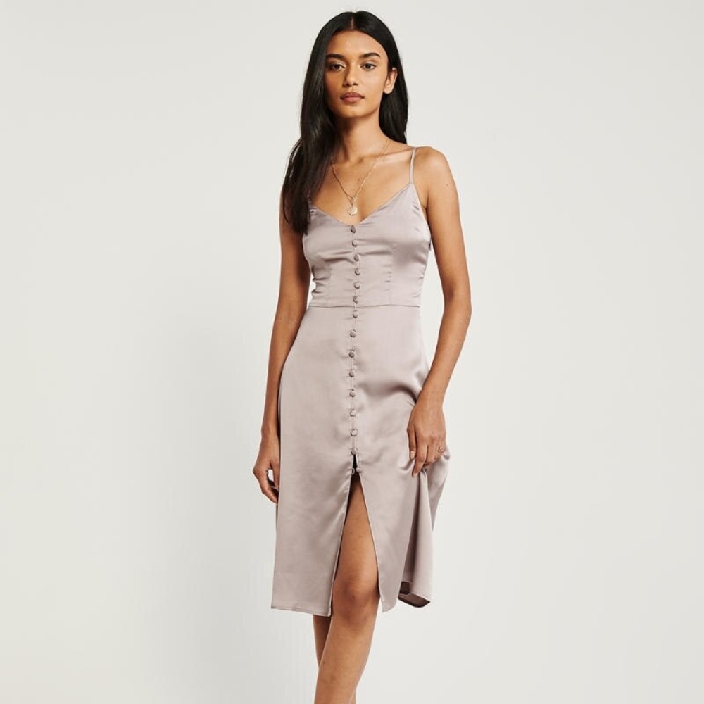 Abercrombie satin button midi dress
